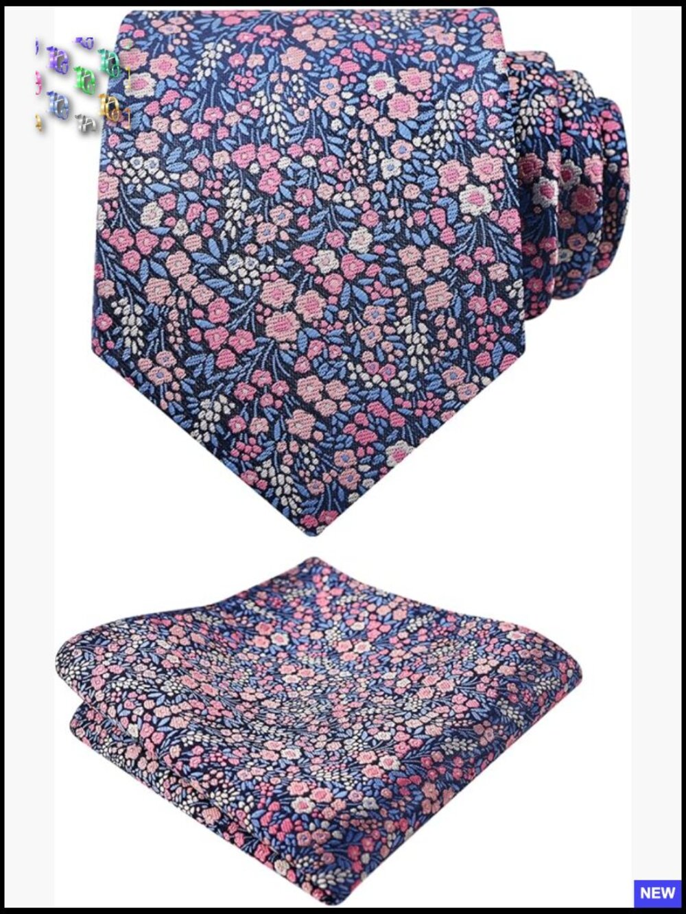 Floral Pattern Tie Set Elegant Classic Mens Necktie Pocket Square Wedding
